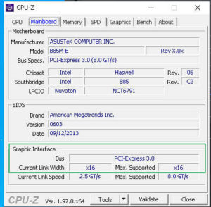 How to check PCI Express x16 slot in motherboard with CPU-z