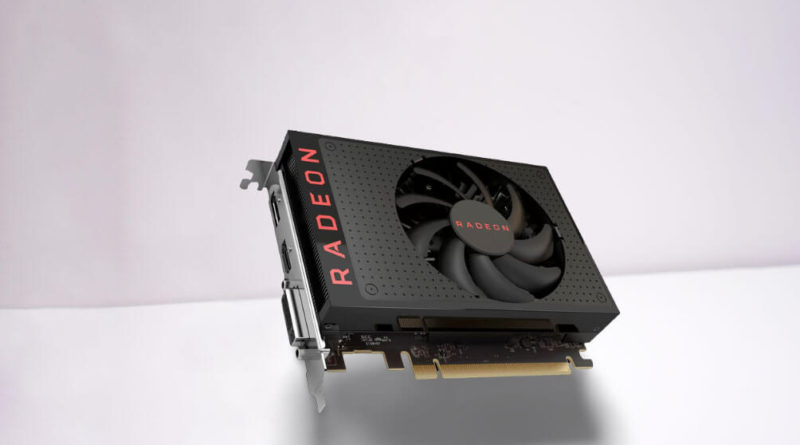 AMD Radeon RX 550 4GB on a white table and grey background